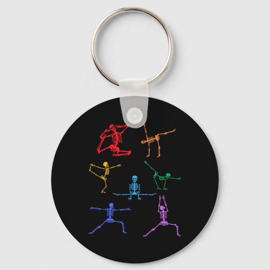 Porte-clés Rainbow Yoga Skeleton Exercice Bone Halloween Part (Recto)