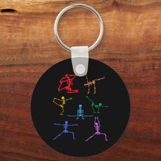 Porte-clés Rainbow Yoga Skeleton Exercice Bone Halloween Part (Recto)