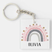 Porte-clés Rainbows Nom Pink Boho Motif (Devant)