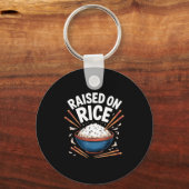 Porte-clés Raised On Rice Food Lover Bowl Design For Fun Casu (Recto)