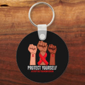 Porte-clés Raising Hand Protect Yourself HIVAIDS Awareness Re (Recto)
