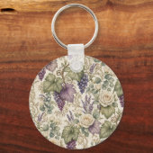 Porte-clés Raisins Antiques, Lavande & Roses Blanches (Recto)