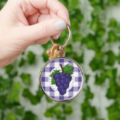 Porte-clés Raisins sur Plaid violet blanc (Main)