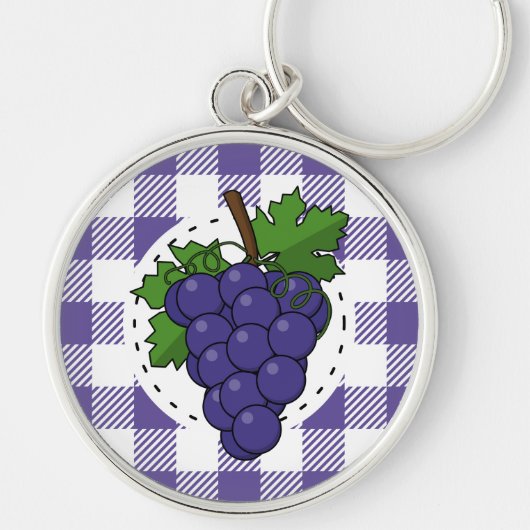 Porte-clés Raisins sur Plaid violet blanc (Devant)