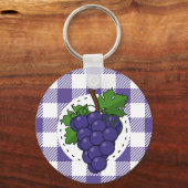 Porte-clés Raisins sur Plaid violet blanc (Recto)