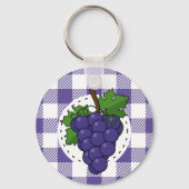 Porte-clés Raisins sur Plaid violet blanc (Verso)
