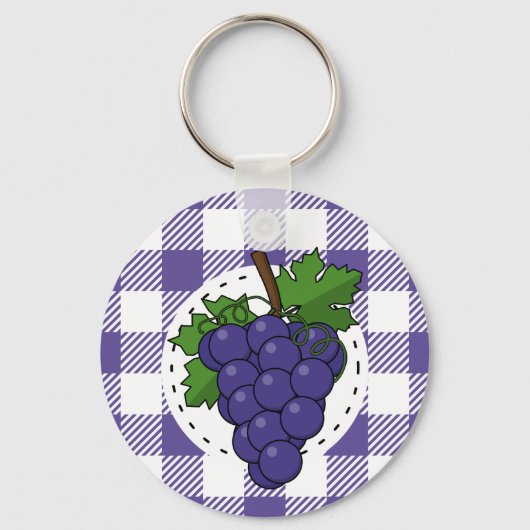 Porte-clés Raisins sur Plaid violet blanc (Verso)