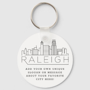 Porte-clés Raleigh, NC Stylisated Skyline  Slogan personnalis