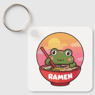 Porte-clés Ramen mangeant des grenouilles de Kawaii