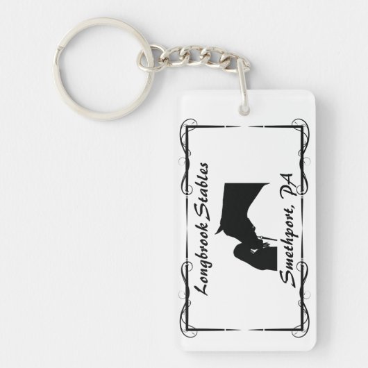 Porte-clés Ranch de ferme ou nom stable Cheval et cavalier (Devant)