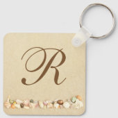 Porte-clés Rangée de coquillages sur le sable de plage avec M (Dos)