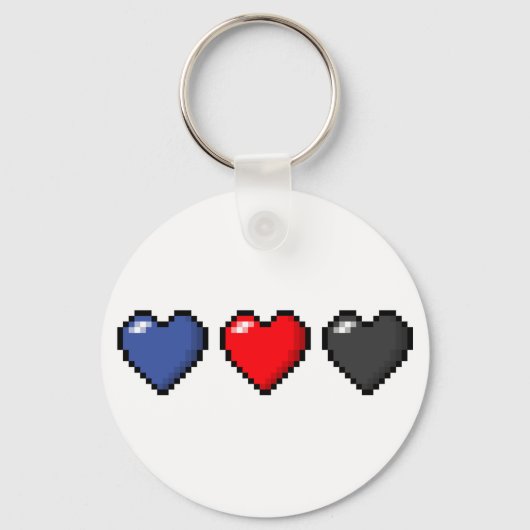 Porte-clés Rangée de trois Fierté Polyamory Drapeau Coeurs Pi (Recto)