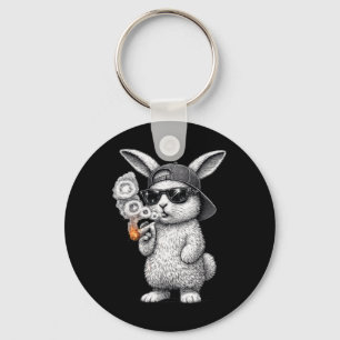Porte-clés Rap Hip Hop Fumer Lapin de Pâques Cool Hommes Femm