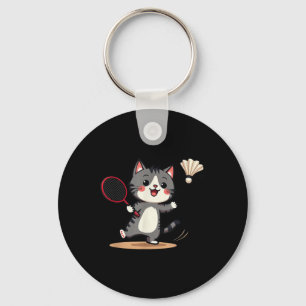 Porte-clés Raquette de badminton drôle chat mignon Hommes Fem