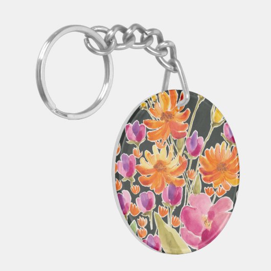 Porte-clés Rassemblement splendide - Fleurs roses et orange (Devant gauche)