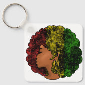 Porte-clés Rasta femme noire afro rouge jaune vert (Recto)