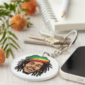Porte-clés Rasta Roots & Reggae Rhythms - Iconique Bob Marley (Devant droit)