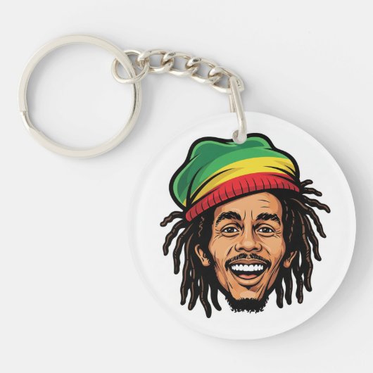 Porte-clés Rasta Roots & Reggae Rhythms - Iconique Bob Marley (Devant)