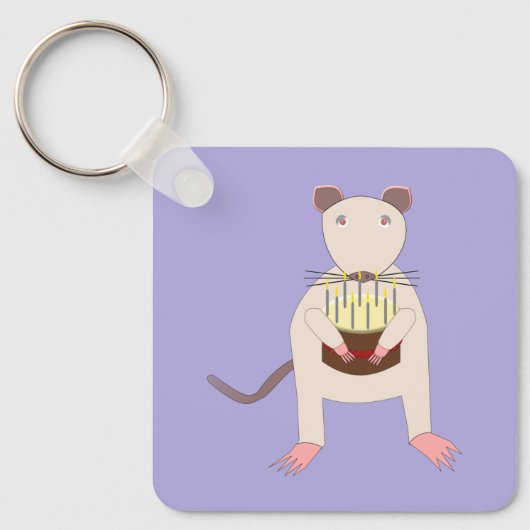 Porte-clés Rat de Siamese avec gâteau d'anniversaire personna (Recto)