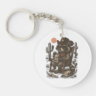 Porte-clés Raton laveur cow-boy drôle western
