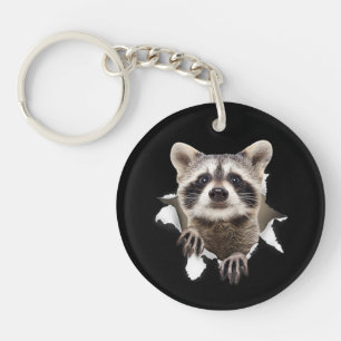 Porte-clés Raton laveur déchiré pour amateur de raton laveur,
