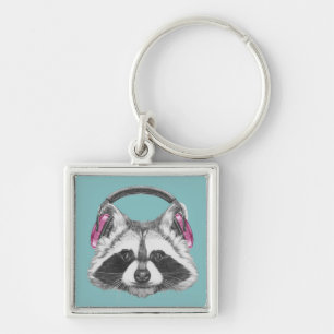 Porte-clés Raton laveur d'écouteurs