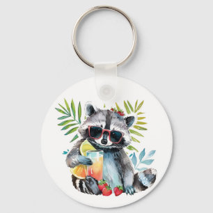 Porte-clés Raton laveur d'été en lunettes de soleil