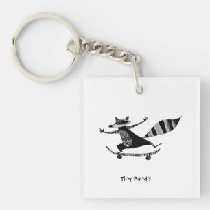 Porte-clés Raton laveur en skateboard – Animal fantaisiste Ra