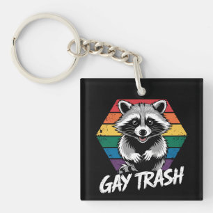 Porte-clés Raton laveur gay poubelle Fierté LGBTQ Vintage