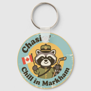 Porte-clés Raton laveur relaxant de Markham Ontario vintage