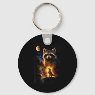 Porte-clés Raton laveur vintage 90s hurlant à la lune raton l