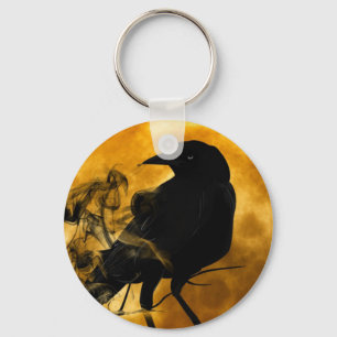 Porte-clés Raven against the harvest moon keychain