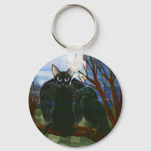 Porte-clés Raven's Moon Black Cat Crow Gothic Art Porte - clé