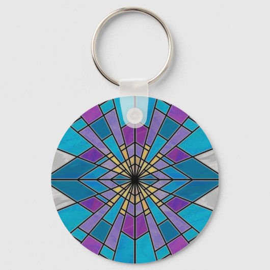 Porte-clés Rayon en verre de teint bleu et violet (Recto)
