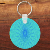 Porte-clés Rayons de mandala bleu sur cyan porte - clé (Recto)
