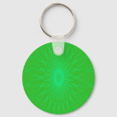 Porte-clés Rayons de mandala bleu sur vert (Recto)
