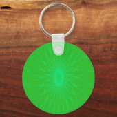 Porte-clés Rayons de mandala bleu sur vert (Recto)