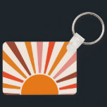 Porte-clés Rayons Soleil Rétro Coucher Soleil Orange Jaune Ro<br><div class="desc">Le design rétro du soleil éclate dans les tons chauds rose,  marron,  orange. Rayons de soleil orange modernes rétro,  soleil matinal géométrique art abstrait.</div>