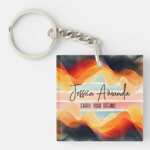 Porte-clés Rayure colorée aquarelle lumineuse personnalisée