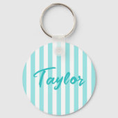 Porte-clés Rayure de cabane turquoise et blanc (Recto)