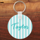 Porte-clés Rayure de cabane turquoise et blanc (Recto)