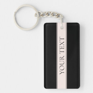 Porte-clés Rayure rose pâle et texte éditable élégant