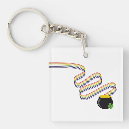 Porte-clés Rayures arc-en-ciel ondulées menant au pot d'or (Devant)