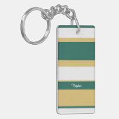 Porte-clés Rayures asymétriques Lignes Vert Or Blanc (Devant gauche)
