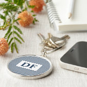 Porte-clés Rayures Bleu/Blanc (Côté)