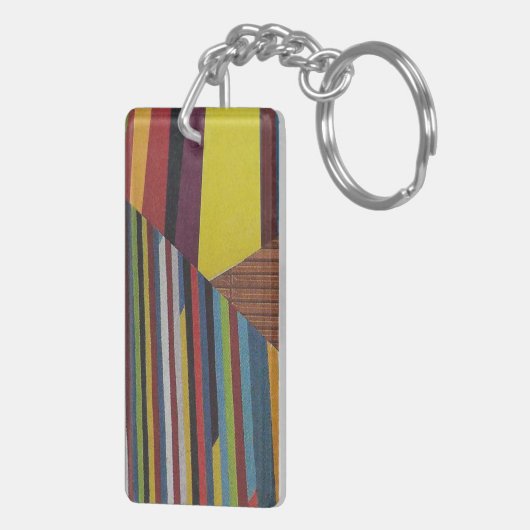Porte-clés rayures cassées et bois (Dos droit)
