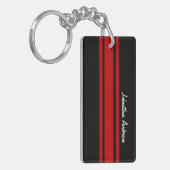 Porte-clés Rayures de emballage rouges et noires modernes (Devant gauche)