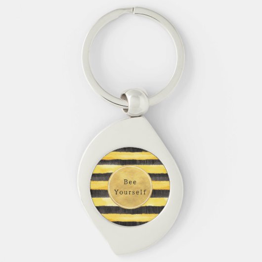 Porte-clés Rayures de guêpe jaune noir or (Devant)