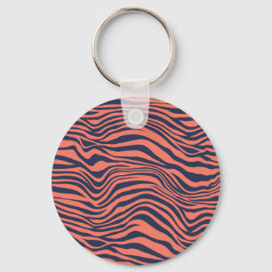 Porte-clés Rayures de tigre glamour corail Imprimé animal
