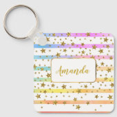 Porte-clés Rayures et étoiles girly (Recto)